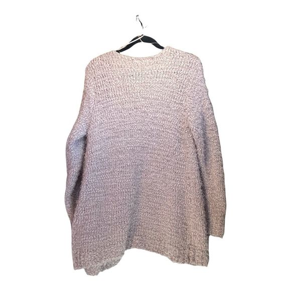 Woven Heart Pink Cozy Cardigan Faux Angora Knit Open Front Pockets Size Large - Picture 2 of 9